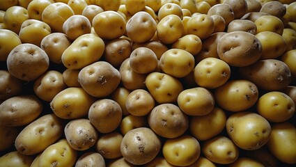 Aufkleber - Abstract forms, designs and textures of potato stacks. Potatoes appear fresh and clean. Suitable for graphic design or banner backgrounds.