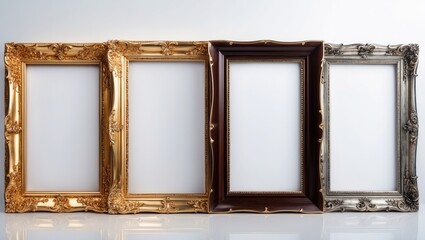 Poster - Luxury classic wooden frame with ornate design and blank space