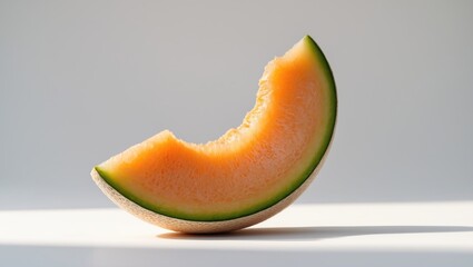 Aufkleber - White background featuring a peeled slice of melon.