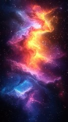 Wall Mural - colorful cosmic nebula with vibrant hues of orange, purple, and blue in deep space