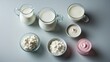 © AIArtistry - Selection of different dairy products. Blank space.