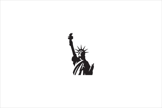 statue liberty cartoon silhouette with a simple, understated design set against a white background