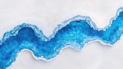 Poster - abstract close-up view of a blue crystal formation with white background highlighting natural beauty