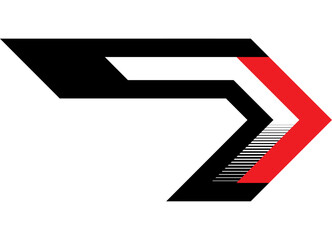 Poster - modern vector red and black arrow on white. striped design element. sport racing pattern. direction 