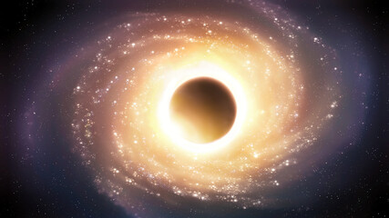 Wall Mural - supermassive black hole at the center of a spiral galaxy. active quasar core. singularity with accre