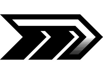 Poster - modern triple vector arrow black on white. striped design element. sport racing pattern. direction i