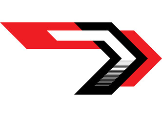 Poster - modern vector red and black arrow on white. striped design element. sport racing pattern. direction 