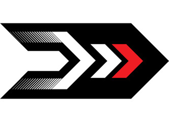 Poster - vector red and black arrow. striped design element. sport pattern. direction indicator, navigation. 