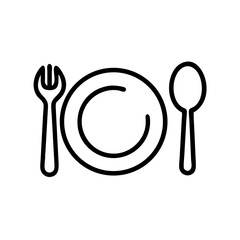 Poster - Dining Plate with Fork and Spoon Icon Representing Meal Setting