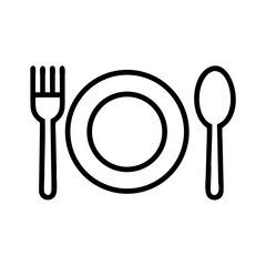 Poster - Dining Plate with Fork and Spoon Icon Representing Meal Setting
