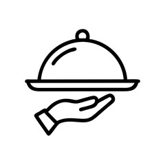 Poster - Food Tray with Cloche Icon Representing Meal Service and Catering