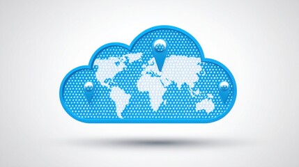Poster - abstract image of a black figure in a cloud-hosted basic income rollout map icon concept for univers