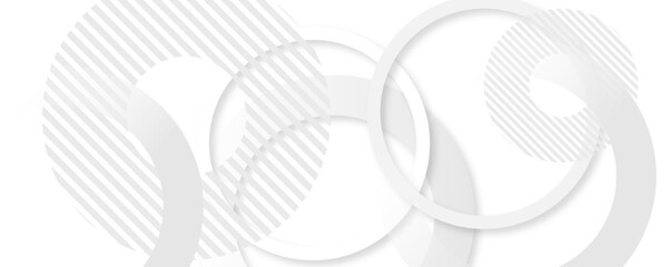 Poster - abstract geometric gray color circles lines background. white and gray color geometric shape and lin