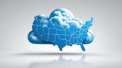 Fototapete - Cloud-powered regional digital dividend map icon concept illustrating connectivity and economic opportunities for areas
