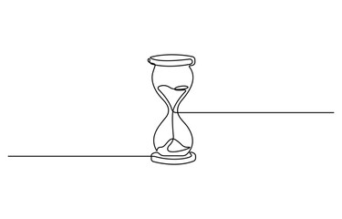 Poster - One continuous line drawing of sand hourglass. Vintage timer as Countdown concept, Hourglass drawn one line drawing, Hourglass or Sand glass shape drawing by continuous line.