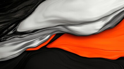 Aufkleber - Abstract swirls of black, white, and orange creating a dynamic visual texture in modern art