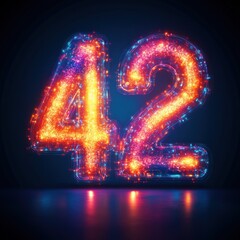 Poster - Glowing Number 42: A Digital Art Piece