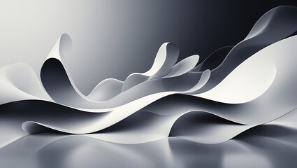 Fototapete - Abstract Monochromatic Waves Elegant 3D Render of Flowing Forms
