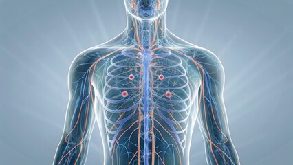 Aufkleber - Detailed Human Torso Illustration Highlighting Anatomy and Vascular System