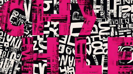 Poster - Typography Chaos: An artful explosion of typography, with letters and numbers forming an abstract composition with elements in vivid colors.