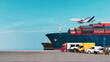 © DigitalPenTH - Global cargo delivery with container ship airplane and transport vehicles..