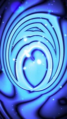 Fototapete - Blue glowing abstract pattern with hypnotic concentric curved lines  background