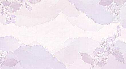 Poster - Soft Pastel Purple Watercolor Background with Floral Pattern