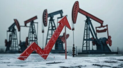 Poster - chart with a downward arrow illustrates the drop in oil prices during the crisis.