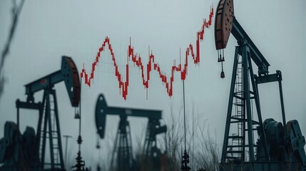 Poster - chart with a downward arrow illustrates the drop in oil prices during the crisis.