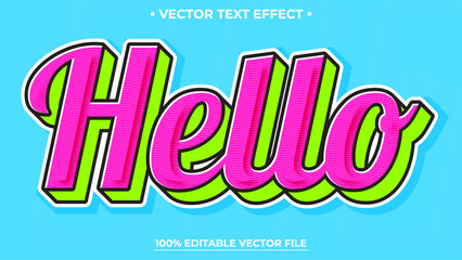 Poster - Retro Hello 3d editable text effect Bright color font style, 90s effect