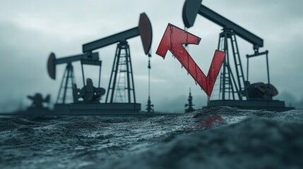 Poster - financial chart highlights the sharp drop in oil prices during the oil crisis.