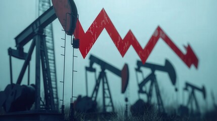 Poster - financial chart reflects the fall in petroleum prices.