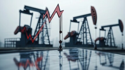 Poster - financial chart shows the drastic drop in oil prices, marked by a downward arrow.