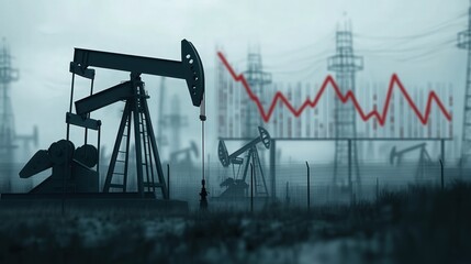 Poster - downward arrow highlights the dramatic drop in oil prices during the crisis.