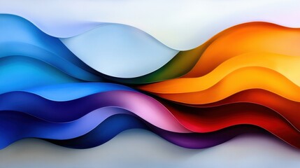 Poster - Curved shapes in various vibrant colors blend seamlessly, forming a dynamic composition that evokes movement and energy. The smooth transitions invite the viewer's eye to explore the depth of color