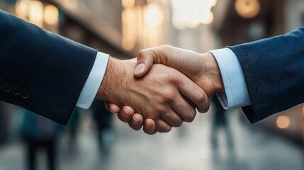 Poster - handshake between two entrepreneurs, confirming a profitable business partnership