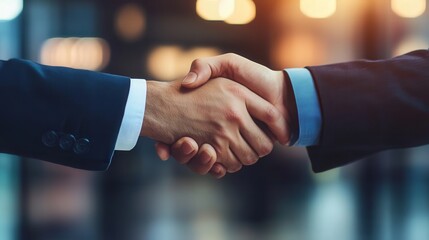 Poster - handshake between two entrepreneurs, symbolizing business innovation and financial growth