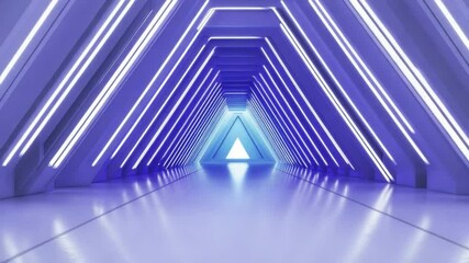 Poster - modern architecture with bright white interior and dynamic lines creating a futuristic corridor pers