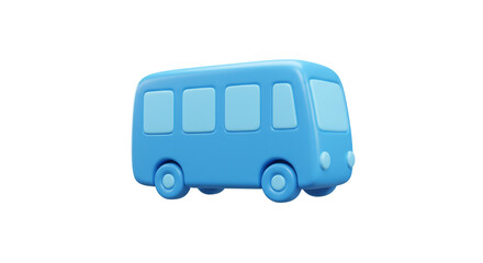 Poster - A light blue cartoon bus with windows and wheels on a white background in a studio shot render