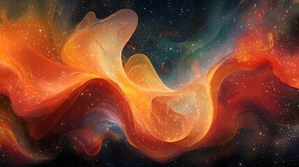 Poster - Witness the awe-inspiring dance of cosmic colors! A vibrant nebula swirls in deep space, stars twinkle, and light paints an otherworldly canvas. Astronomy and Galaxy backgrounds.