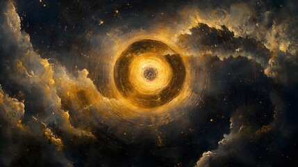 Fototapete - Celestial vortex of radiant light and swirling darkness. A cosmic dance of energy, hinting at galaxies and dramatic events. A captivating abstract composition. Astronomy and Galaxy backgrounds