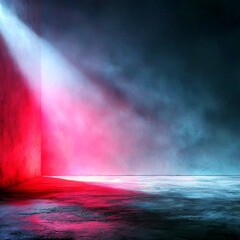 Aufkleber - Abstract Room Corner with Dynamic Lighting and Smoke Effects, Creating a Mysterious Atmosphere
