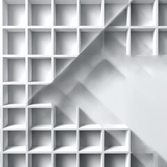 Poster - Minimalist Abstract: White Cube Shelves with Shadow and Geometric Design in a Contemporary Interior