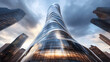 © Nhoeb - Modern Skyscraper with Unique Design Against Dramatic Sky