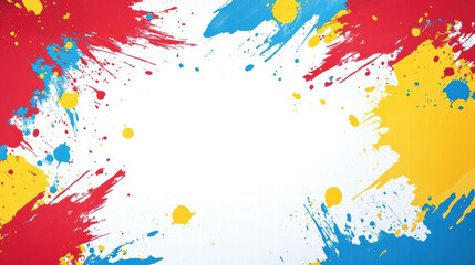 Poster - Vibrant splash of colors: A dynamic burst of primary colors against a clean background. Illustrating the beauty of creative and artistic expression.