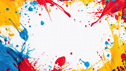 Poster - Abstract Colorful Paint Splatter Frame: A vibrant frame of paint splatters in dynamic, contrasting colors, ready for your creative expressions