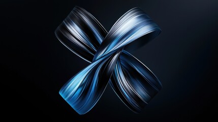Poster - A blue and black spiral shape with a white X in the middle