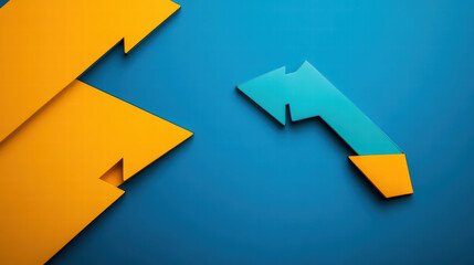 Poster - Arrows' abstract illustration: Symbolic representation of change. A blue arrow indicating a shift from an initial orange direction. It can be used for various designs in Business, Marketing.