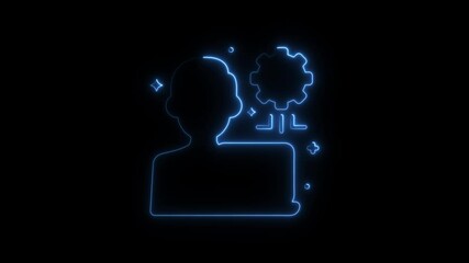 Aufkleber - Digital user interface concept of gear and person illuminated on black background