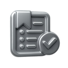 Poster - Metallic Checklist Icon With Check Mark on Transparent Background